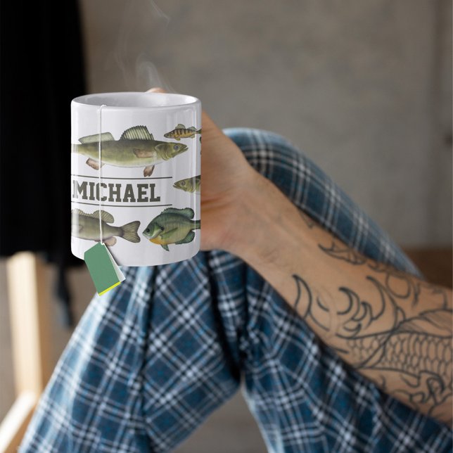 Mug Lake Fish Up North Cute Fisherman Personnalisé (Freshwater Fish Customized Name Mug)