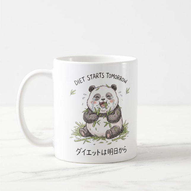 Mug L'alimentation Démarre Demain Mème Drôle de Panda  (Gauche)