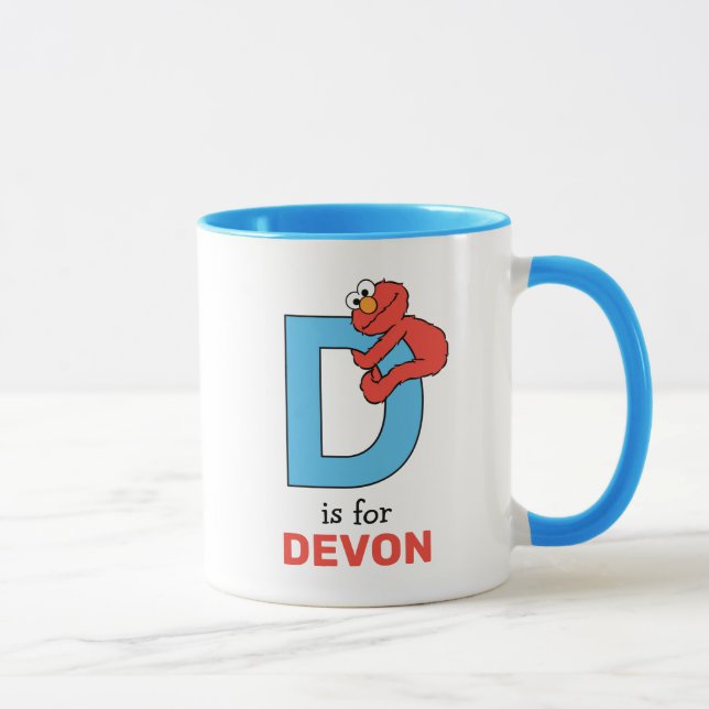 Mug L'alphabet d'Elmo | D Bleu (Droite)