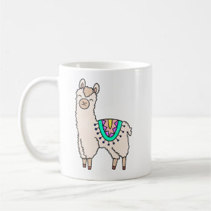Mug lama alpaga de dessin animé souriant et heureux