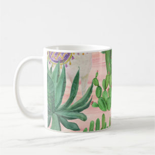 Mug Lamas aquarelle et motif cactus.