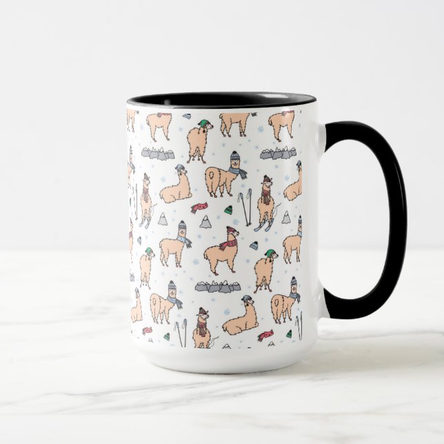 Mug Lamas dans le motif de ski de casquettes et (Droite)