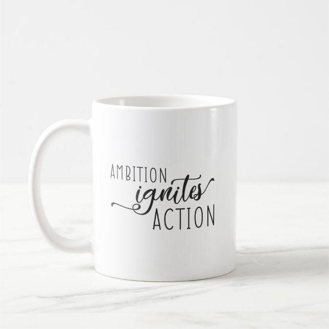 Mug L'ambition stimule l'action - Gymnase, succès, agi (Gauche)