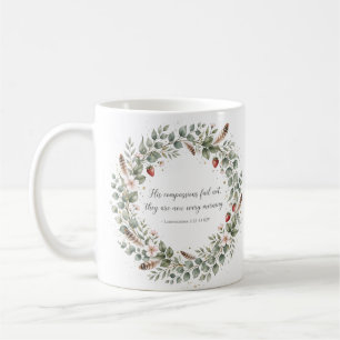 Mug Lamentations 3 22 KJV Couronne de plume de coq Foi