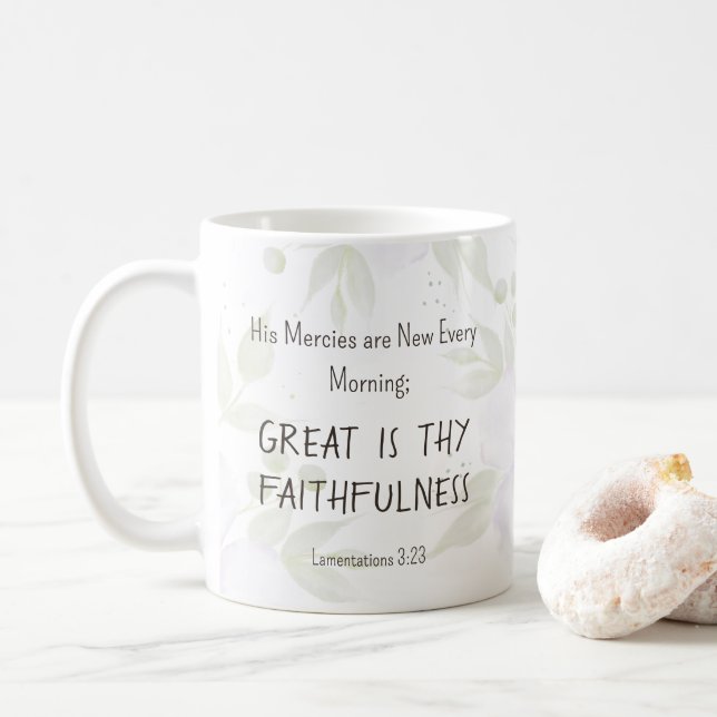 Mug Lamentations 3:23  Religious Inspirational Quote (Avec donut)