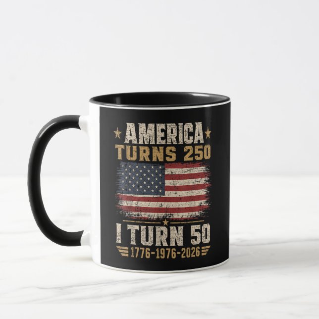Mug L'Amérique a 250 ans je fête mes 50 ans (Gauche)