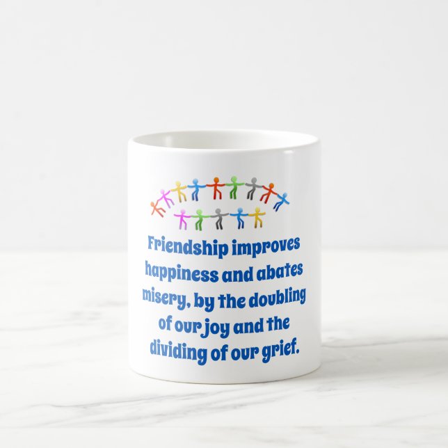 Mug L'amitié améliore le bonheur - Citation d'amitié (Centre)