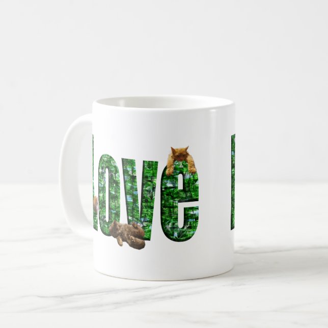 Mug L'amour à chaque ronron : chatons jouant sur le mo (Devant gauche)