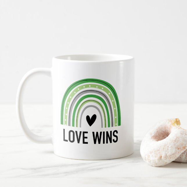 Mug L'amour Aromantique Arc-en-ciel gagne (Avec donut)