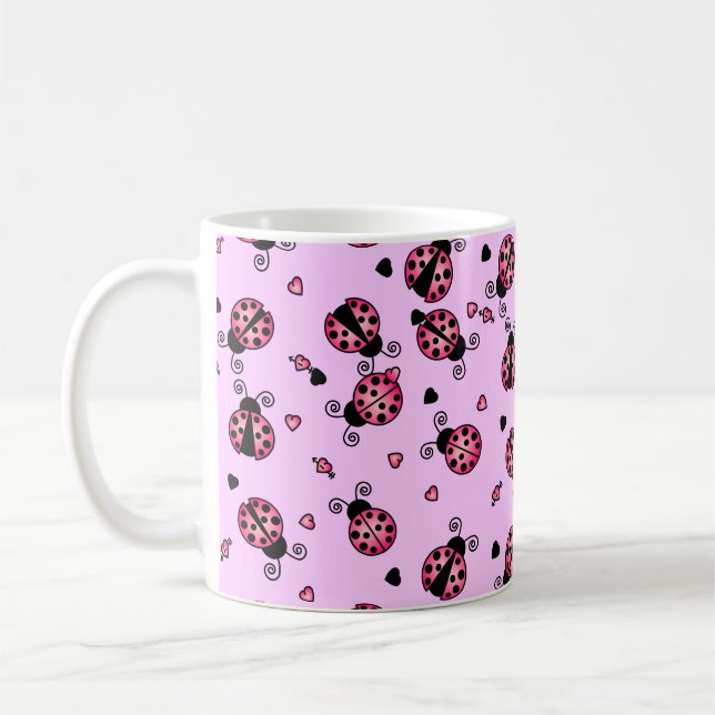 Mug L'amour branche les coccinelles roses (Gauche)
