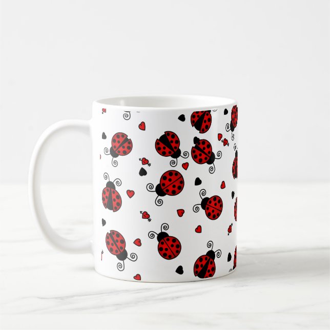 Mug L'amour branche les coccinelles rouges (Gauche)