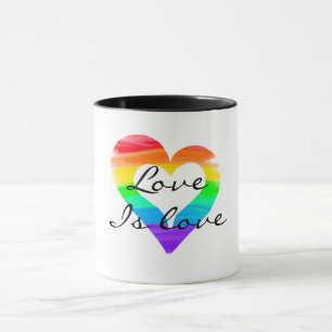 Mug L'amour, c'est l'amour, le coeur peint en arc-en-c