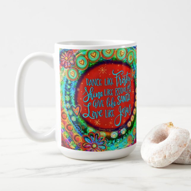 Mug L'amour comme Jésus Rouge Festive Noël (Avec donut)