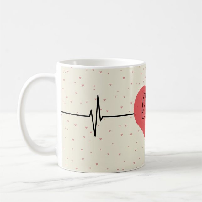 Mug L'amour dans chaque sip - Coeur battant pour les c (Gauche)