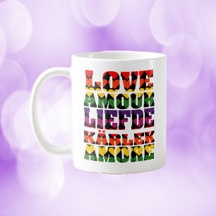 Mug L'amour dans plusieurs langues Arc-en-ciel foncé