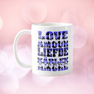 Mug L'amour dans plusieurs langues Coeurs Bleus