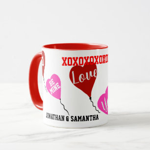 Mug L'amour de la Saint-Valentin nomme les coeurs rose