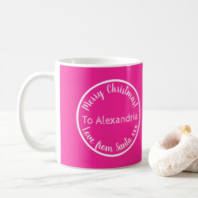 Mug L'amour de Noël de Père Noël rose chaud personnali (Avec donut)
