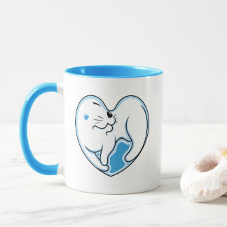 Mug L'amour du chat blanc en hiver