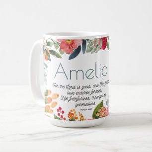 Mug L'Amour du Seigneur endure une boug de nom floral