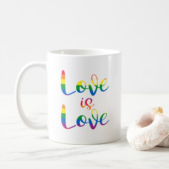 Mug L'amour est amour écriture Gay Pride (Avec donut)
