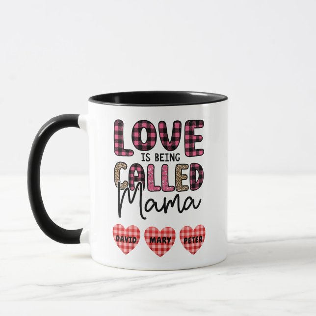 Mug L'amour est appelé maman, personnalisable maman ca (Gauche)