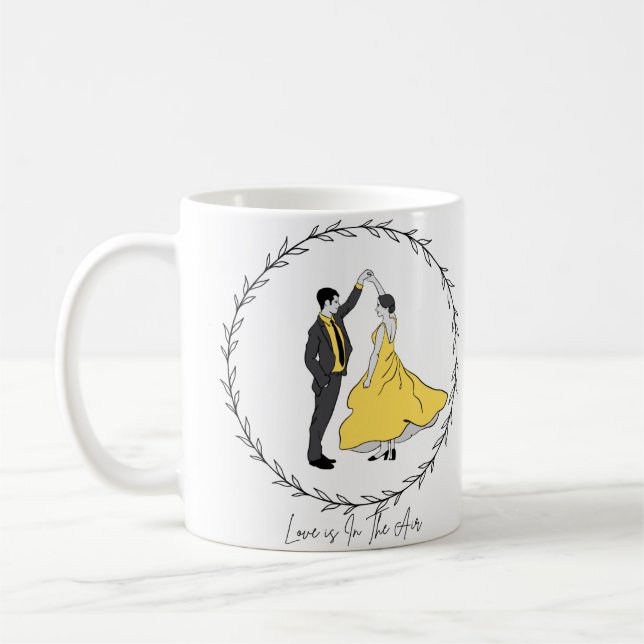 Mug "L'amour est dans l'air" couple heureux, Mariage h (Gauche)