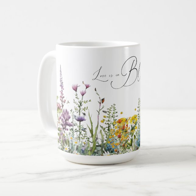 Mug L'amour est en fleurs Fête de mariage Floral Fleur (Devant gauche)