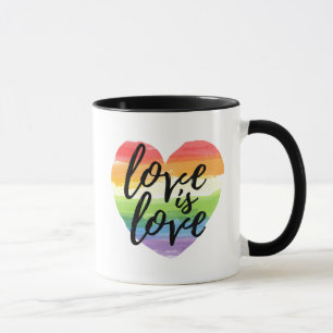 Mug L'amour est l'amour  Coeur d'aquarelle arc-en-ciel