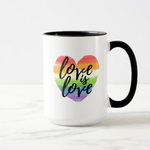 Mug L'amour est l'amour  Coeur d'aquarelle arc-en-ciel