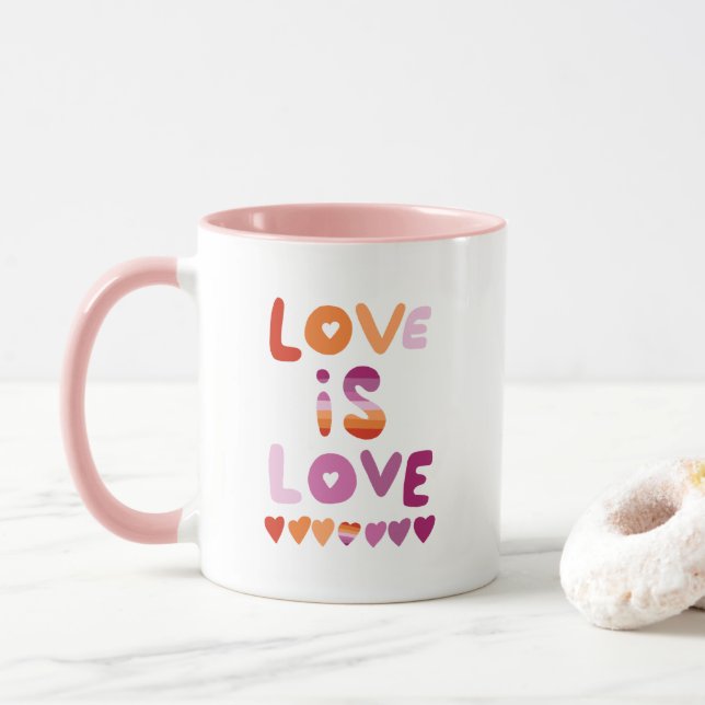 Mug L'AMOUR EST L'AMOUR Pink Purple Lesbian Gay pride (Avec donut)
