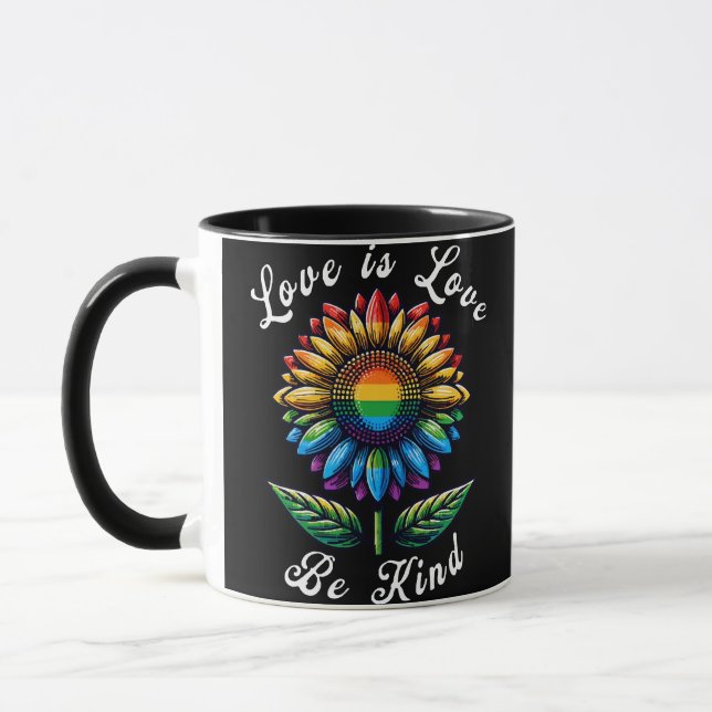 Mug L'amour est l'amour Rainbow Sunflower LGBT+ Gay Le (Gauche)