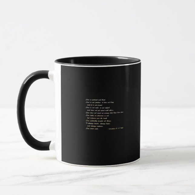 Mug L'amour est patient, design inspirant simple (Gauche)
