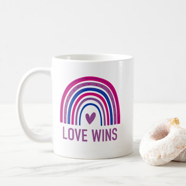 Mug L'amour gagne Bisexual Rainbow (Avec donut)