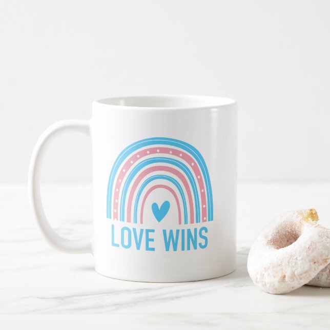 Mug L'amour gagne transgenre arc-en-ciel (Avec donut)