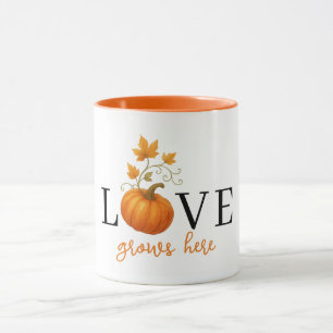 Mug L'AMOUR grandit ici   Lettres citrouilles Automne