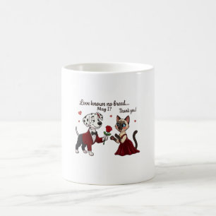 Mug L'amour ne connaît pas de race Dalmatien et chat s