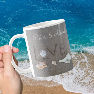 Mug L'amour personnalisé sur la plage coquille café Mu