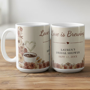 Mug L'amour se prépare Mariage Floral Brun Fête de Fia