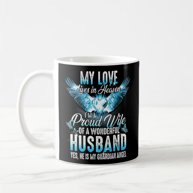 Mug L'Amour Vit Dans Le Ciel Je Suis Fière Épouse D'Un (Gauche)
