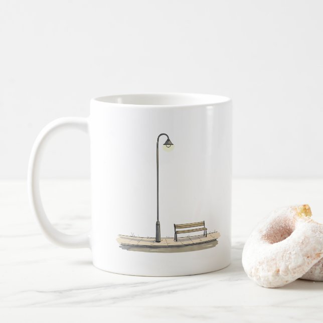 Mug Lampe et banc de rue simples (Avec donut)