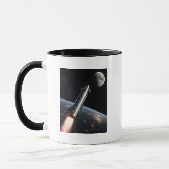 Mug Lancement de SpaceX Starship | Fusée réutilisable (Gauche)