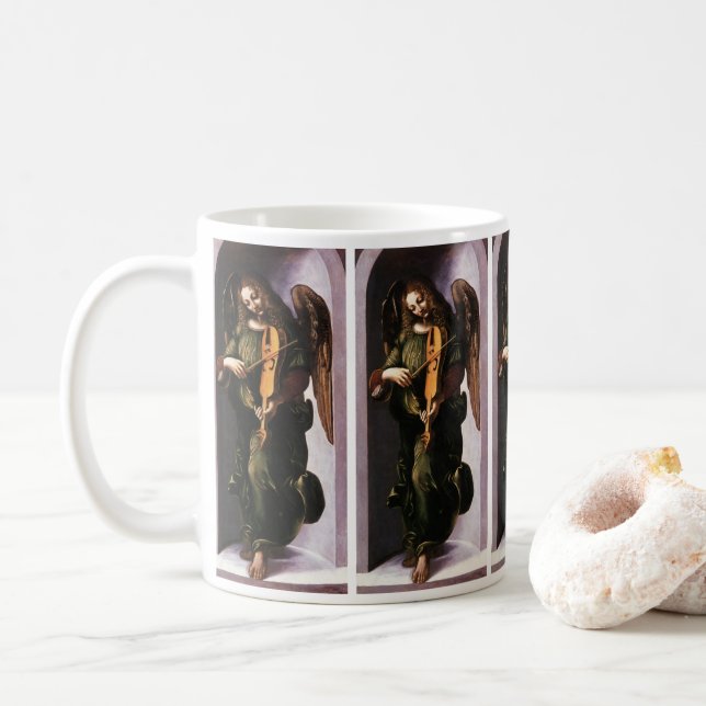Mug L'ange en vert avec une vielle de Léonard de Vinci (Avec donut)