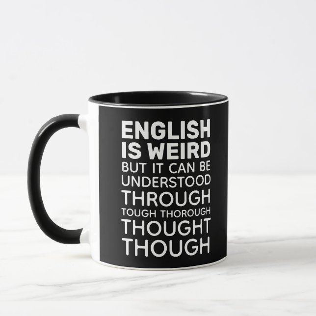 Mug L'anglais est bizarre et drôle Grammar Noir (Gauche)