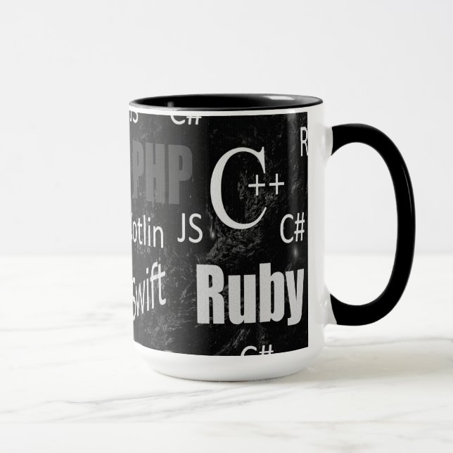 Mug Langues de programmation Motif noir et blanc (Droite)