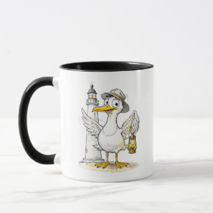 Mug Lanterne de phare de la bande dessinée de mouette