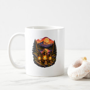 Mug Lanternes de camping vintage Montagne Coucher de s
