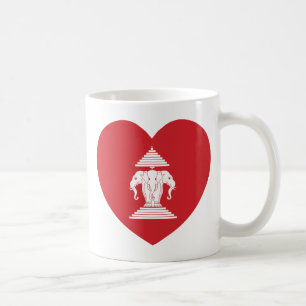Mug Laotian Erawan 3 Tête Elephant Coeur Drapeau