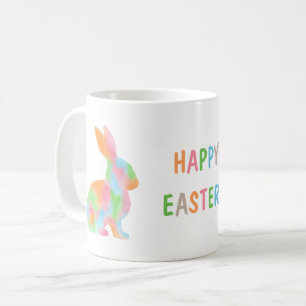 Mug Lapin aquarelle coloré et texte Joyeuses Pâques