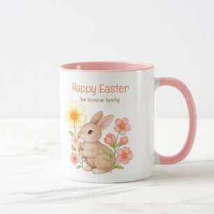 Mug Lapin aquarelle personnalisé Joyeuses Pâques 